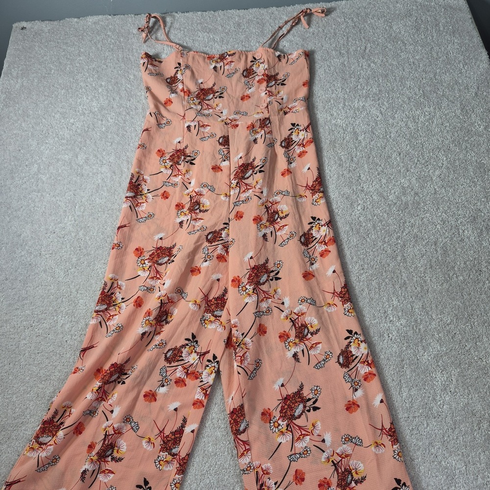 Love At First Sight Pink wide leg Jumpsuit with wildflower pattern Large NWT